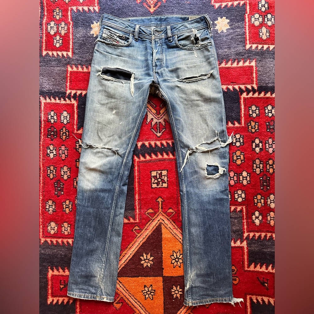 Diesel Industry Zanity wash 008YM 31x34 vintage denim distressed low rise jeans